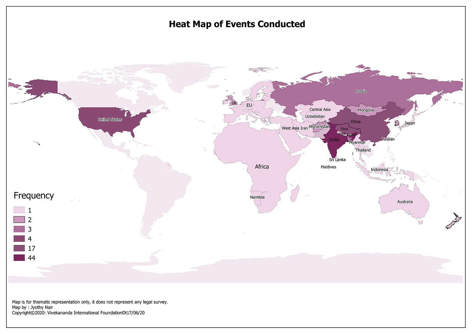 Heat map of events